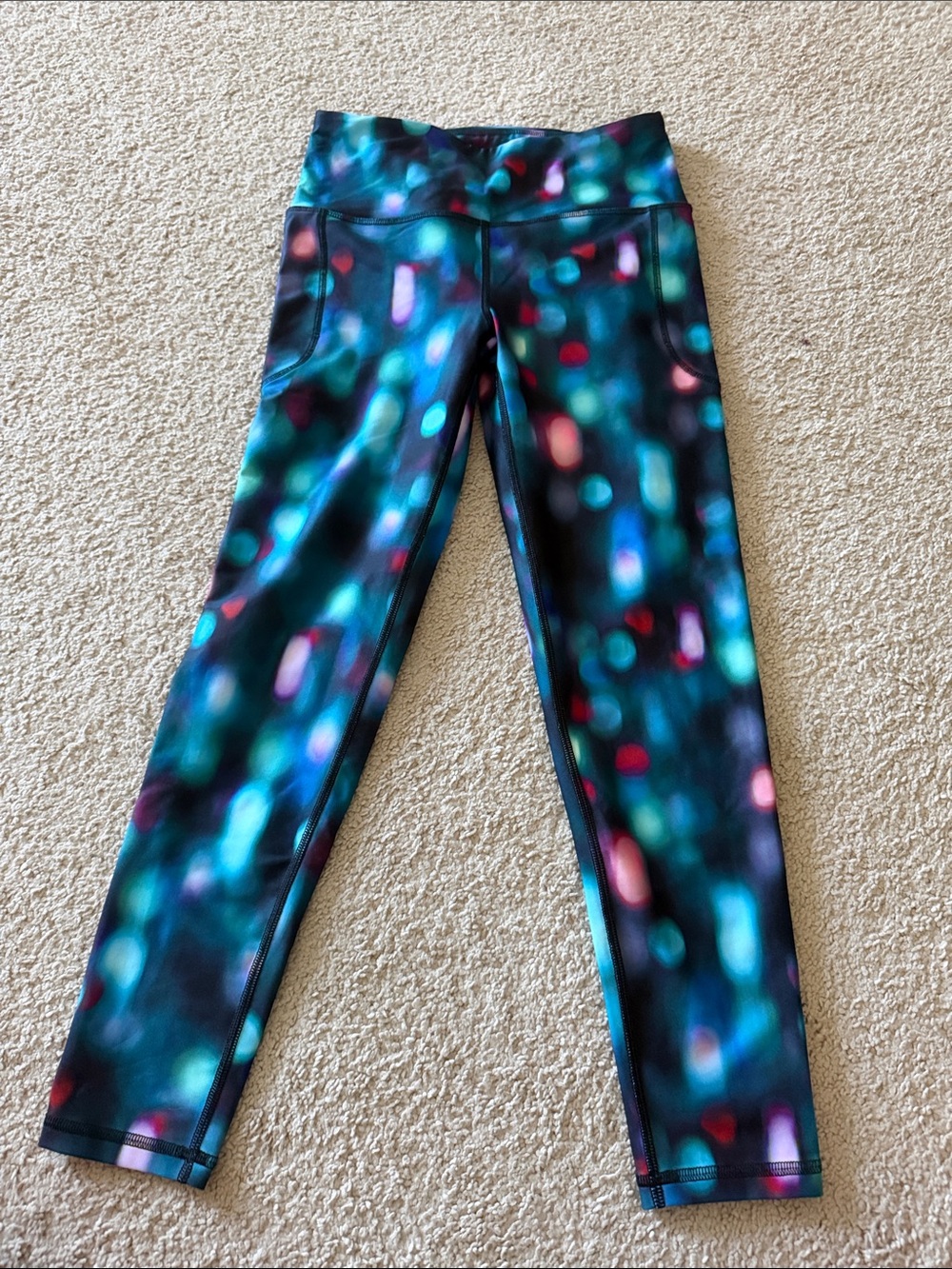 DSG Girls Teal Multicolor Glow-Print Leggings
